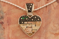 Calvin Begay Starry Night in the Pueblo Heart Pendant